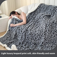 HKM-599827 Cationic Leopard Jacquard Taffeta Blanket - Multiple Patterns and Sizes Available
