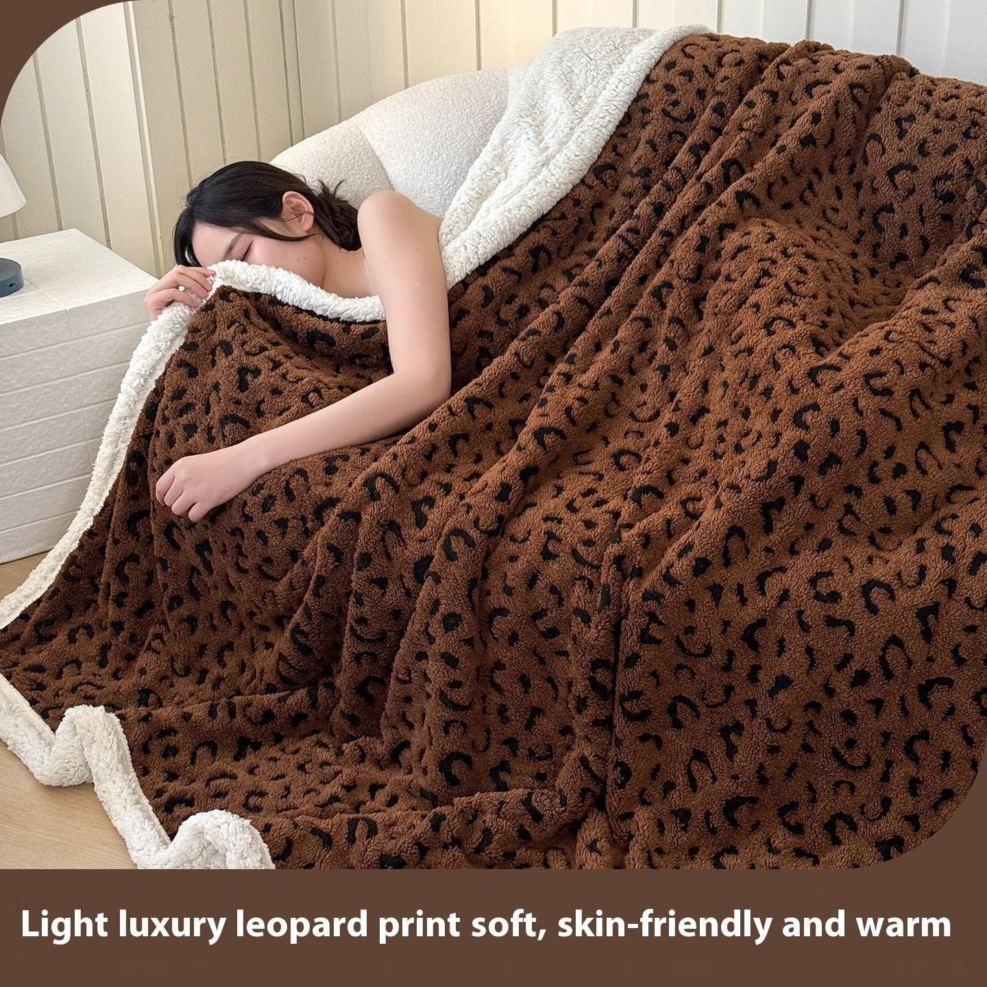 HKM-599827 Cationic Leopard Jacquard Taffeta Blanket - Multiple Patterns and Sizes Available