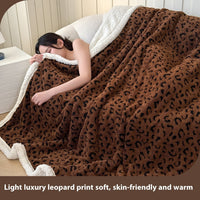 HKM-599827 Cationic Leopard Jacquard Taffeta Blanket - Multiple Patterns and Sizes Available