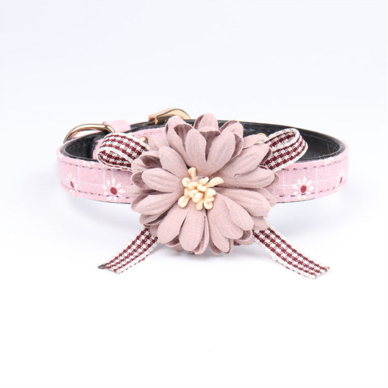 HKM-599827 Cute Floral PU Dog and Cat Collars - Adjustable Sizes XS to XL