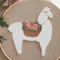 HKM-599827 DIY Handcrafted Embroidery Material Package for Beginners - Cotton and Linen with Cartoon Patterns, 15x15 cm
