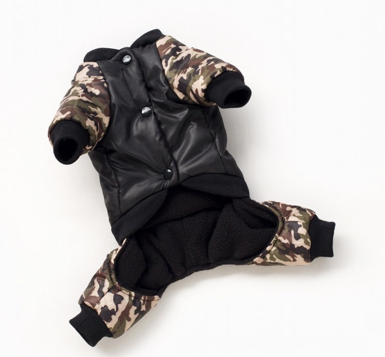 HKM-599827 Pet Camouflage Warm Cotton Coat with Four-Pot Design, Multiple Sizes Available
