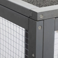HKM-599827 Spacious Gray-Black Wooden Cat Cage with Waterproof Roof and Adjustable Pedals