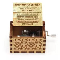 HKM-599827 Vintage Wooden Hand Crank Music Box with Custom Laser Engraving for Mom and Daughter Gifts