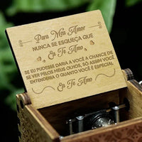 HKM-599827 Vintage Wooden Hand Crank Music Box with Custom Laser Engraving for Mom and Daughter Gifts