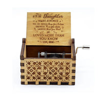 HKM-599827 Vintage Wooden Hand Crank Music Box with Custom Laser Engraving for Mom and Daughter Gifts