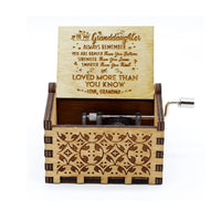 HKM-599827 Vintage Wooden Hand Crank Music Box with Custom Laser Engraving for Mom and Daughter Gifts