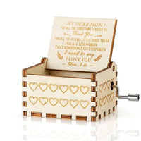 HKM-599827 Vintage Wooden Hand Crank Music Box with Custom Laser Engraving for Mom and Daughter Gifts