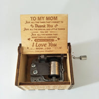 HKM-599827 Vintage Wooden Hand Crank Music Box with Custom Laser Engraving for Mom and Daughter Gifts