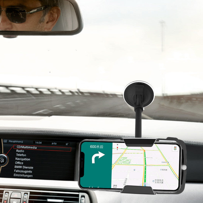 HKM-599891 Multi-Function Suction-Cup Mobile Phone Navigation Bracket for Car Dashboard - Black PC/Silicone