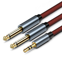 HKM-600019 3.5mm to 6.5mm Dual Male Audio Cable - Pure Copper, Gold-Plated - Length Options 1m to 10m