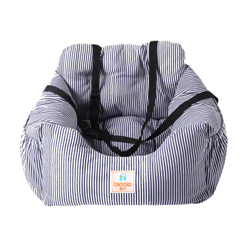 HKM-600019 Travel Pet Car Seat Cushion for Small Dogs - Red and Blue Stripes - Fits Most Cars and SUVs - Oxford Cloth Material - Size: 55x50x30cm