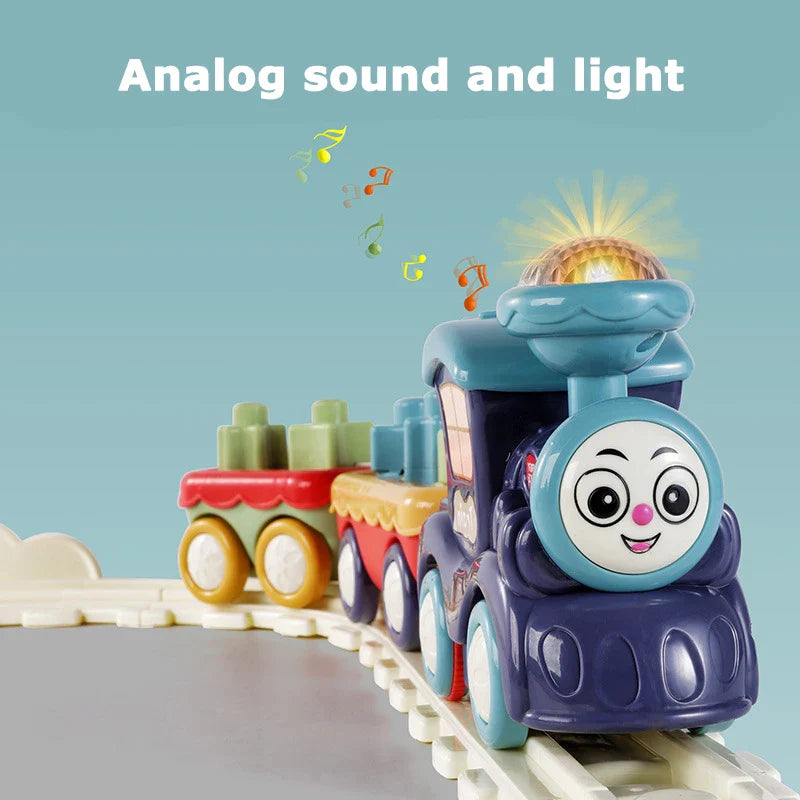 KTX-600083 Large Particle Train Building Block Set with Music and Light for Kids, Educational DIY Track Toy