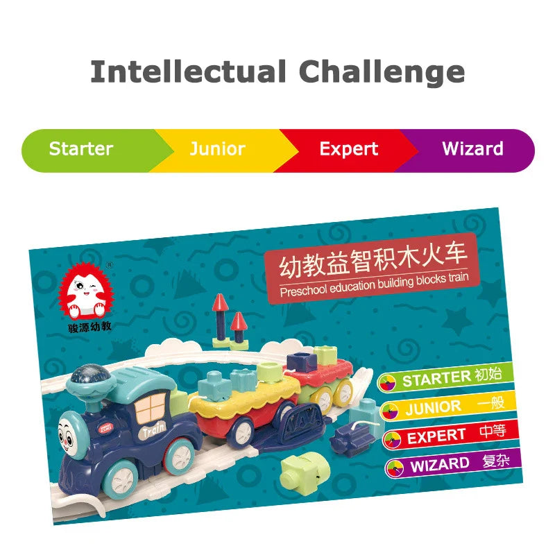 KTX-600083 Large Particle Train Building Block Set with Music and Light for Kids, Educational DIY Track Toy