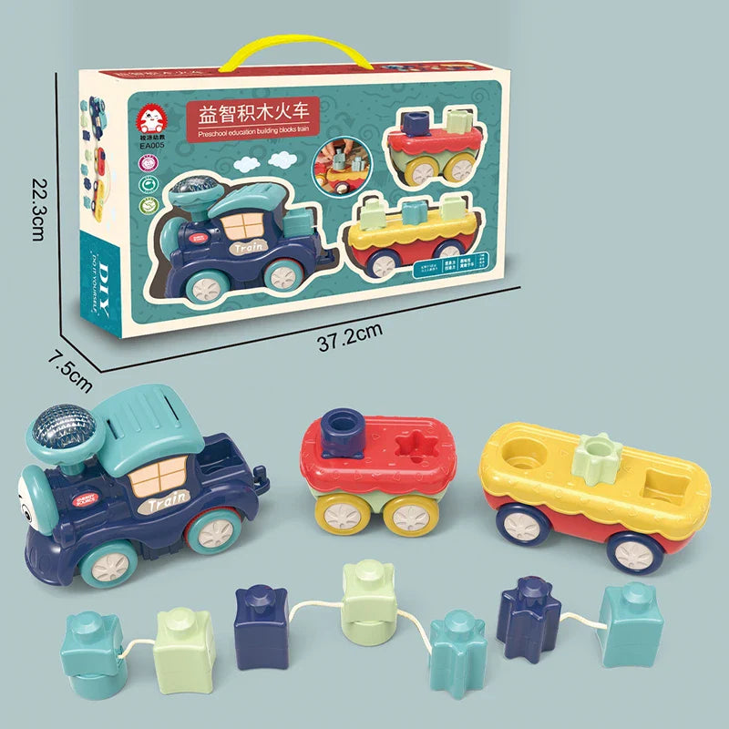 KTX-600083 Large Particle Train Building Block Set with Music and Light for Kids, Educational DIY Track Toy