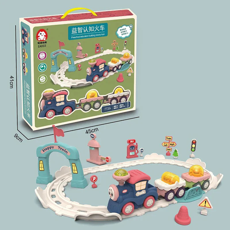 KTX-600083 Large Particle Train Building Block Set with Music and Light for Kids, Educational DIY Track Toy