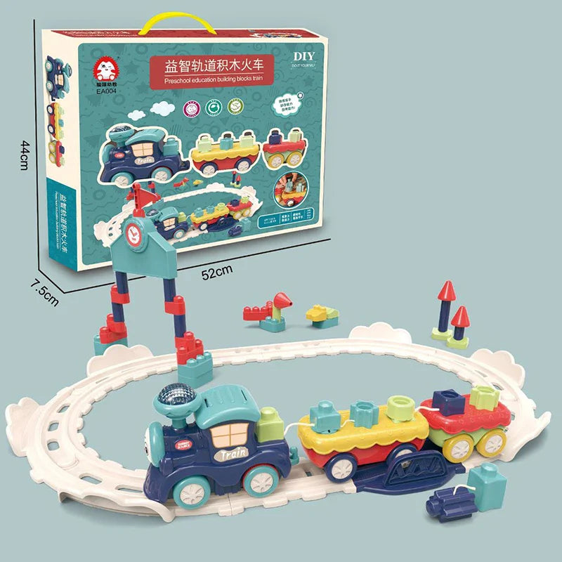 KTX-600083 Large Particle Train Building Block Set with Music and Light for Kids, Educational DIY Track Toy