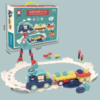 HKM-600083 Large Particle Train Building Block Set with Music and Light for Kids, Educational DIY Track Toy