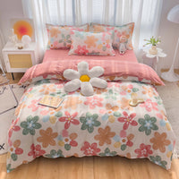 HKM-600147 Cotton 4-Piece Dormitory Bedding Set with Bed Sheet, Quilt Cover, and Pillowcases