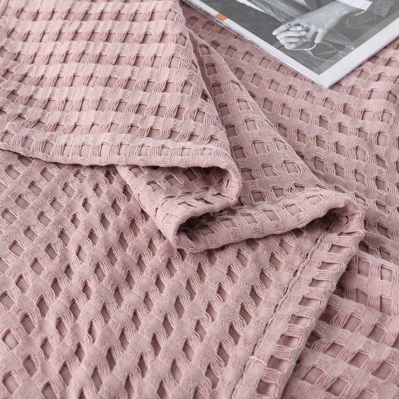 HKM-600147 Cotton Waffle Knit Chenille Sofa Cover Blanket in Various Sizes and Colors