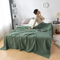 HKM-600147 Cotton Waffle Knit Chenille Sofa Cover Blanket in Various Sizes and Colors