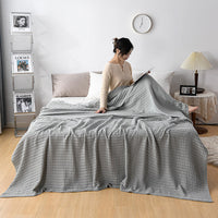 HKM-600147 Cotton Waffle Knit Chenille Sofa Cover Blanket in Various Sizes and Colors
