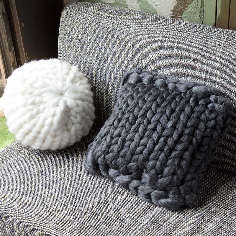 HKM-600211 Square Chunky Pillow for Neck Support and Home Decor, 100% Cotton Filling, Soft Polyester/Cotton Fabric