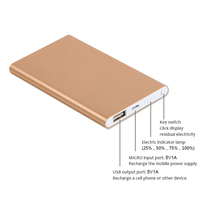 HKM-600211 Ultra-Thin 4500mAh Polymer Lithium Ion Power Bank - Alloy Shell, Multiple Colors