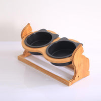 HKM-600339 Ceramic Cat Food Bowl with Stand - 400ml Capacity, Available in Single and Double Bowl Options, Various Colors