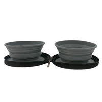 HKM-600339 Folding Outdoor Pet Bowl Set for Water and Food – Lightweight TPR and Oxford Cloth, Gray, 17.5 x 17 x 4.9cm