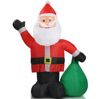 HKM-600595 6 FT Inflatable Santa Claus Decoration with LED Lights and Gift Bag for Yard and Garden Décor