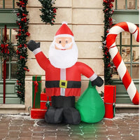 HKM-600595 6 FT Inflatable Santa Claus Decoration with LED Lights and Gift Bag for Yard and Garden Décor