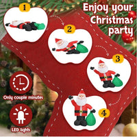 HKM-600595 6 FT Inflatable Santa Claus Decoration with LED Lights and Gift Bag for Yard and Garden Décor