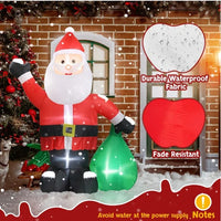 HKM-600595 6 FT Inflatable Santa Claus Decoration with LED Lights and Gift Bag for Yard and Garden Décor