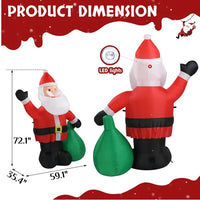 HKM-600595 6 FT Inflatable Santa Claus Decoration with LED Lights and Gift Bag for Yard and Garden Décor