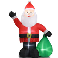 HKM-600595 6 FT Inflatable Santa Claus Decoration with LED Lights and Gift Bag for Yard and Garden Décor