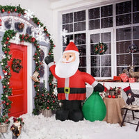 HKM-600595 6 FT Inflatable Santa Claus Decoration with LED Lights and Gift Bag for Yard and Garden Décor