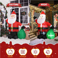 HKM-600595 6 FT Inflatable Santa Claus Decoration with LED Lights and Gift Bag for Yard and Garden Décor
