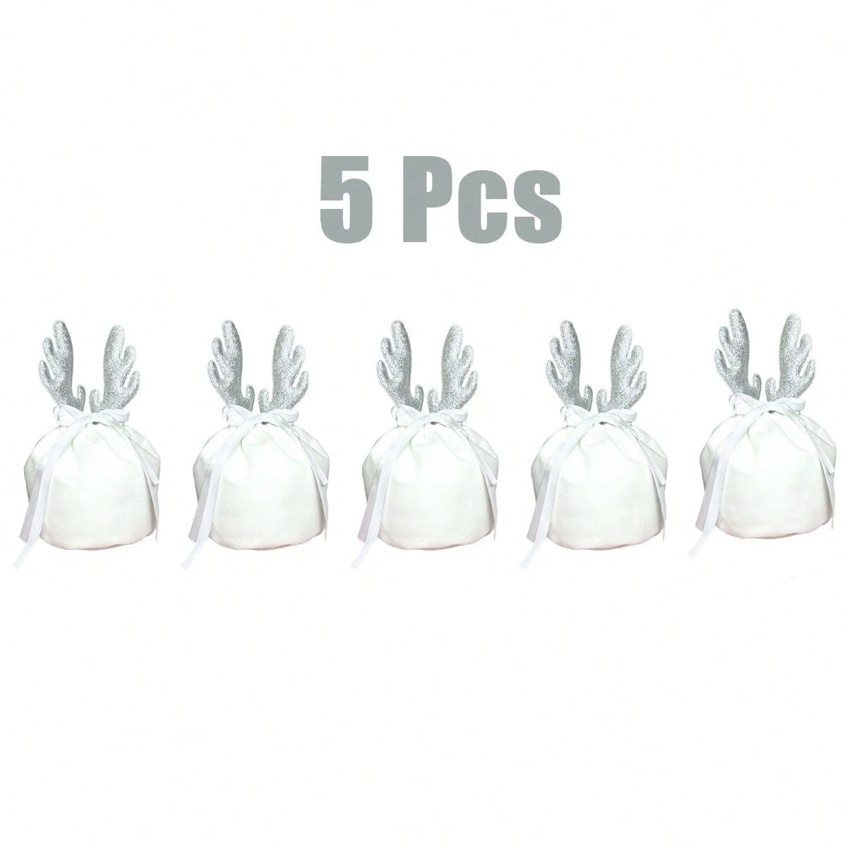 HKM-600787 Christmas Velvet Drawstring Bags - 5 Pack Festive Gift Pouches for Jewelry and Treats