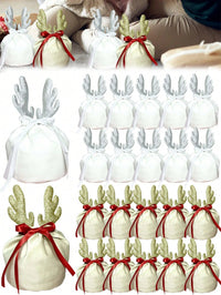 HKM-600787 Christmas Velvet Drawstring Bags - 5 Pack Festive Gift Pouches for Jewelry and Treats