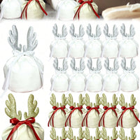 HKM-600787 Christmas Velvet Drawstring Bags - 5 Pack Festive Gift Pouches for Jewelry and Treats