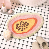 HKM-600787 Papaya-Inspired Hand Washable Bathroom Mat - 65cm x 47cm, Soft Chemical Fiber