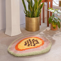 HKM-600787 Papaya-Inspired Hand Washable Bathroom Mat - 65cm x 47cm, Soft Chemical Fiber
