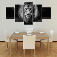 HKM-600979 Black and White Lion Canvas Art Print Set in Various Sizes