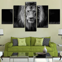 HKM-600979 Black and White Lion Canvas Art Print Set in Various Sizes