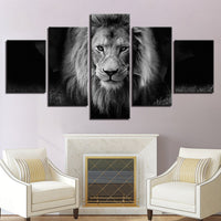 HKM-600979 Black and White Lion Canvas Art Print Set in Various Sizes