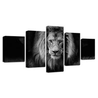 HKM-600979 Black and White Lion Canvas Art Print Set in Various Sizes