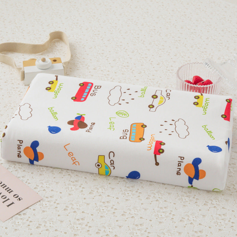 HKM-601043 Natural Latex Pillow for Children - Soft Cotton Cover, Rectangle Shape, 44x27cm & 50x30cm Variants, Multiple Fun Designs