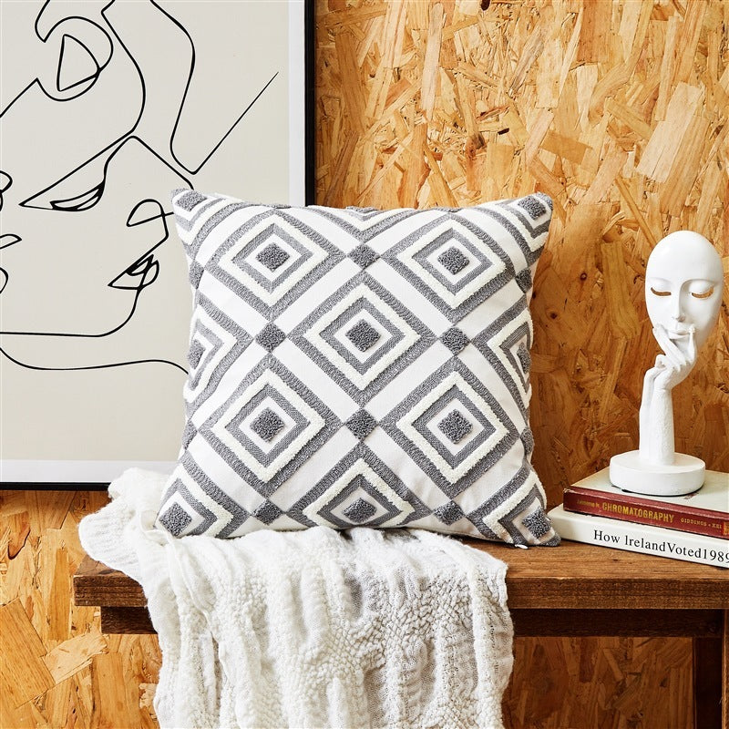 HKM-601107 Embroidered Cushion Cover in Various Colors and Patterns - 45x45cm and 30x50cm Options