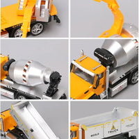 HKM-601235 1:24 Alloy Pull Back Metal Construction Truck Toy - Excavator and Police Series for Kids